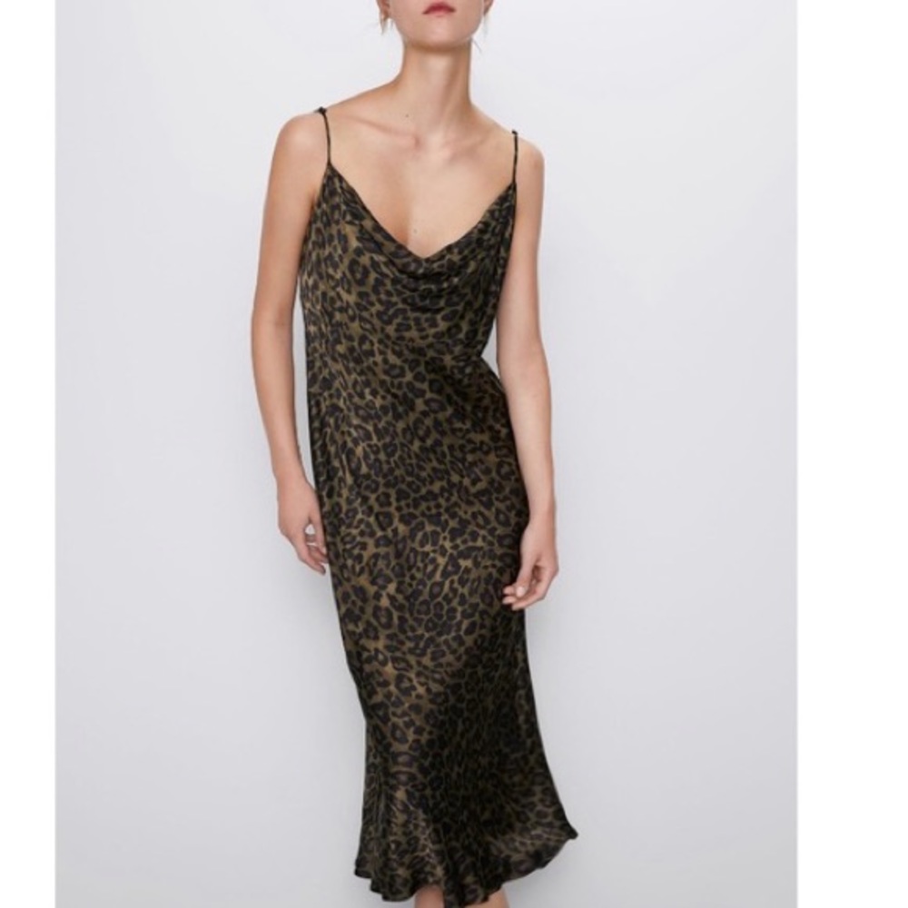 Zara Cheetah Print Midi Slip Dress
